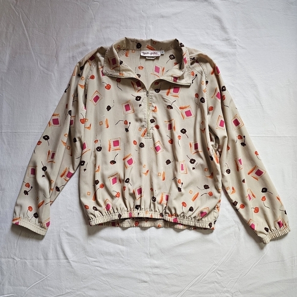 Michelle McGann by Bette & Court golf vintage 80s all over print windbreaker - Picture 1 of 6